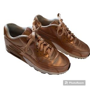 Nike Air Max 90 SE Shoes Sneakers Rose Gold Girls Metallic Lace
